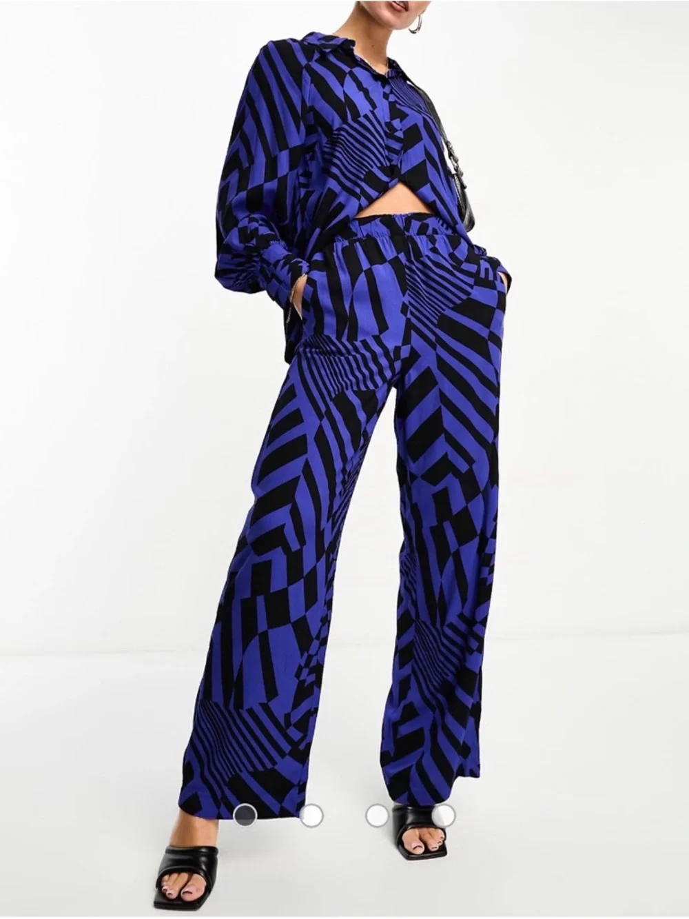 Blue Black Abstract Print Matching Set Medium